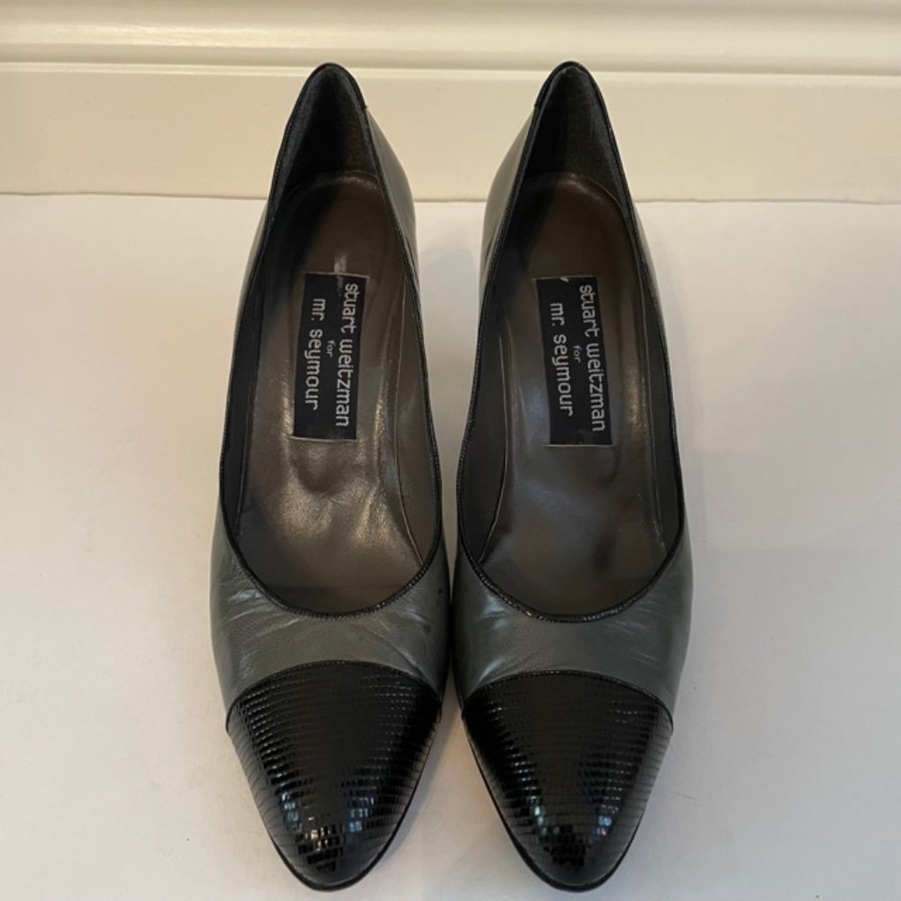 Vintage Stuart Weitzman Gray with Black Snake Heels